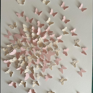 3D Wall Art Folded Paper Butterfly Dress and Spiral Swarm - Set of Two 11x14 Frames