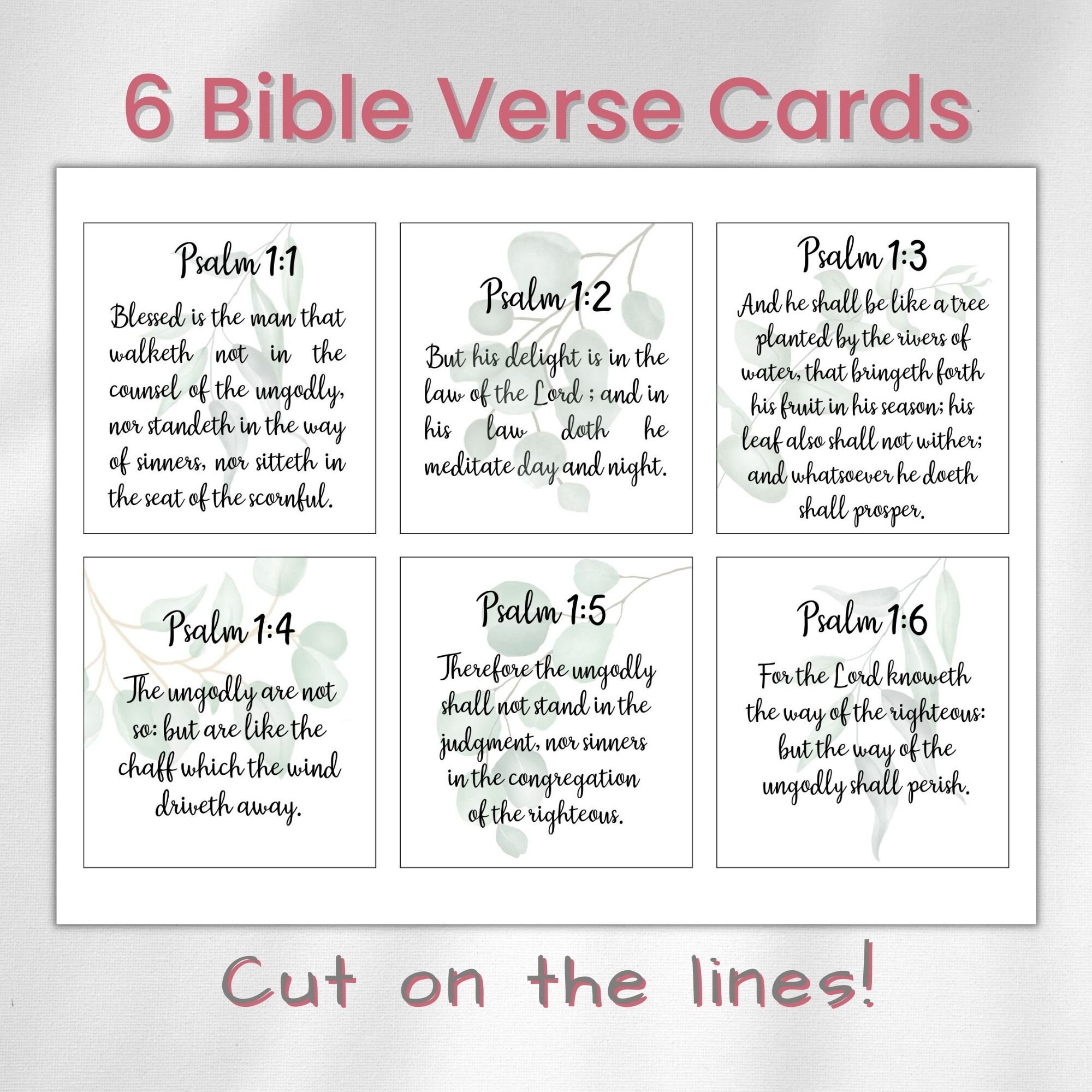 Psalms One Printable Scripture Cards Positive Affirmation - Etsy