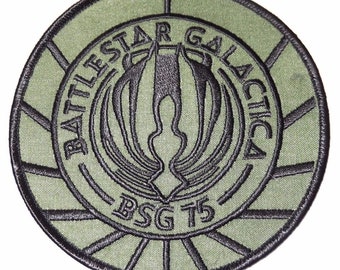 Battlestar Galactica BSG-75 B&W Badge Embroidered Patch Sew/Iron on 10cm Battlestar Galactica BSG-75 B&W Badge Embroidered Patch Sew/Iron on 10cm