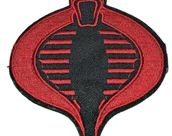 GI Joe Cobra Commander Officer Large 6" Silver/Black Embroidered Iron-On Patch 