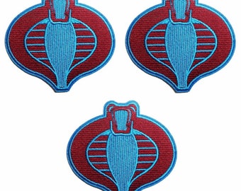 GI Joe Cobra Commander  Large 6" Silver & Navy Blue Embroidered Iron-On Patch 