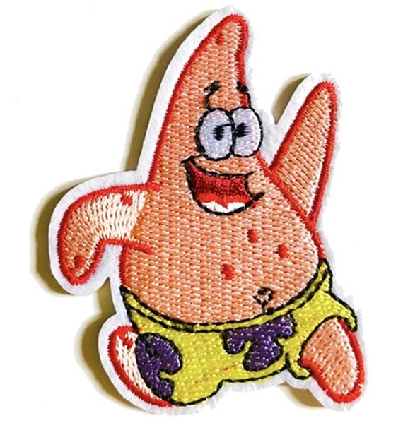 Spongebob Patrick Star 3 Inches Tall Embroidered Iron On Patch Etsy