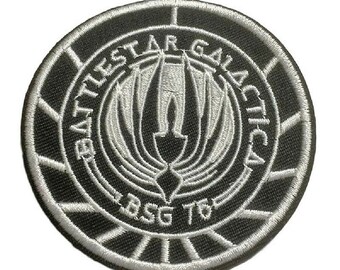 Battlestar Galactica BSG-75 B&W Badge Embroidered Patch Sew/Iron on 10cm Battlestar Galactica BSG-75 B&W Badge Embroidered Patch Sew/Iron on 10cm
