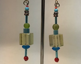 Art Earrings made by Modern Artist Julie Frith one of a kind 2" long