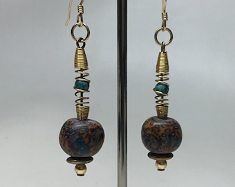 Art Earrings made by Modern Artist Julie Frith one of a kind 2.5" long