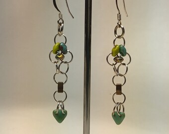 Art Earrings made by Modern Artist Julie Frith one of a kind 2" long