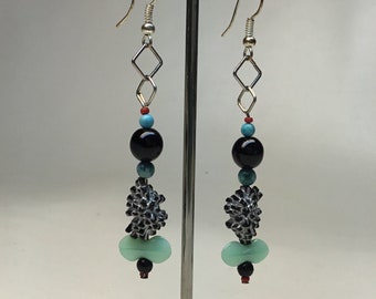 Art Earrings made by Modern Artist Julie Frith one of a kind 2" long