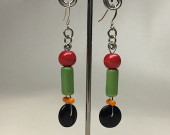 Art Earrings made by Modern Artist Julie Frith one of a kind 2.5" long
