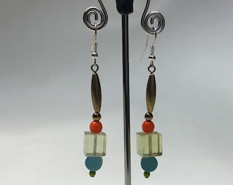 Art Earrings made by Modern Artist Julie Frith one of a kind 2.5" long