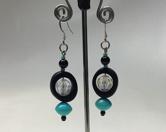 Art Earrings made by Modern Artist Julie Frith one of a kind 2.5" long