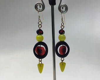 Art Earrings made by Modern Artist Julie Frith one of a kind 2" long