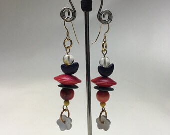 Art Earrings made by Modern Artist Julie Frith one of a kind 2.5" long