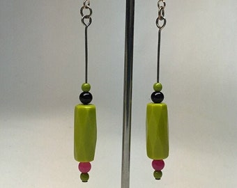 Art Earrings made by Modern Artist Julie Frith one of a kind 2.5" long