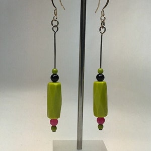 Art Earrings made by Modern Artist Julie Frith one of a kind 2.5&quot; long
