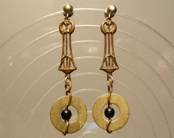 Art Earrings made by Modern Artist Julie Frith one of a kind 2.5" long