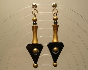 Modern Art Earrings, Acrylic, Brass, and Glass – Julie Frith Design