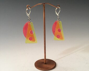 Recycled Plastic Shapes Translucent Earrings Modern Styled Art