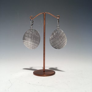 Metal Hammered Flattened Dime Milled Metal with Rolled Pattern Art Earrings