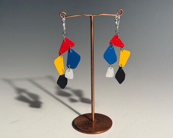 Recycled Plastic Shapes Earrings Mobile Dangle Modern Art
