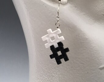 Puzzle Art Kids Influenced Toys Upcycled Plastic Recycled Hashtag Earrings