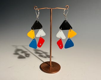 Recycled Plastic Shapes Earrings Mobile Dangle Modern Art