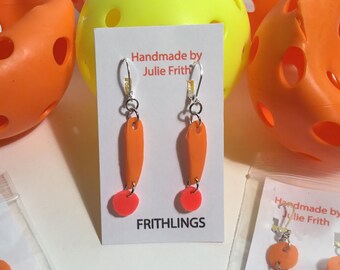 Recycled Pickleball Earrings, Sterling Silver, Handmade