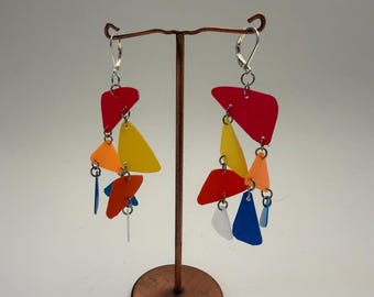 Mobile Earrings Modern art Shapes Kinetic Mobiles Dangle Colorful Movement