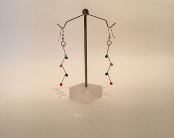 Metal Earrings with four color balls silver French Hook Dangle Mobile styled