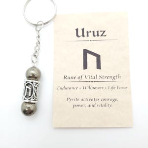 Rune Warrior Keychain Charm – Viking Rune Bead Keychain with Gemstones for Strength, Protection & Purpose | Norse Gift for Him or Her