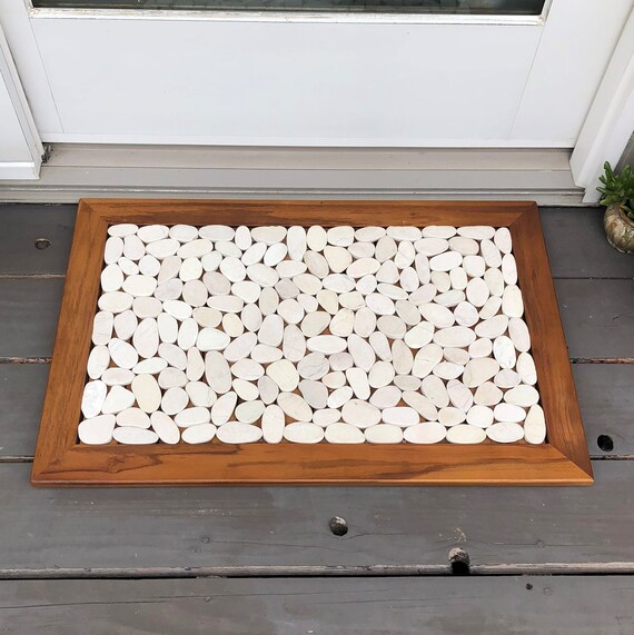 Teak And Pebble Bath Shower Mat Etsy