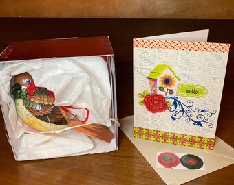 Caw you later - Vintage ornament messenger bird