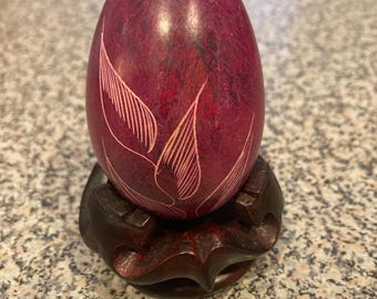 Engraved stone Egg with Stand