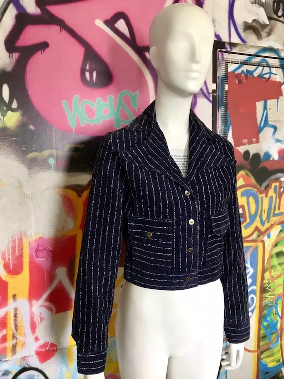 Funky vintage navy blue cordoroy jacket SML