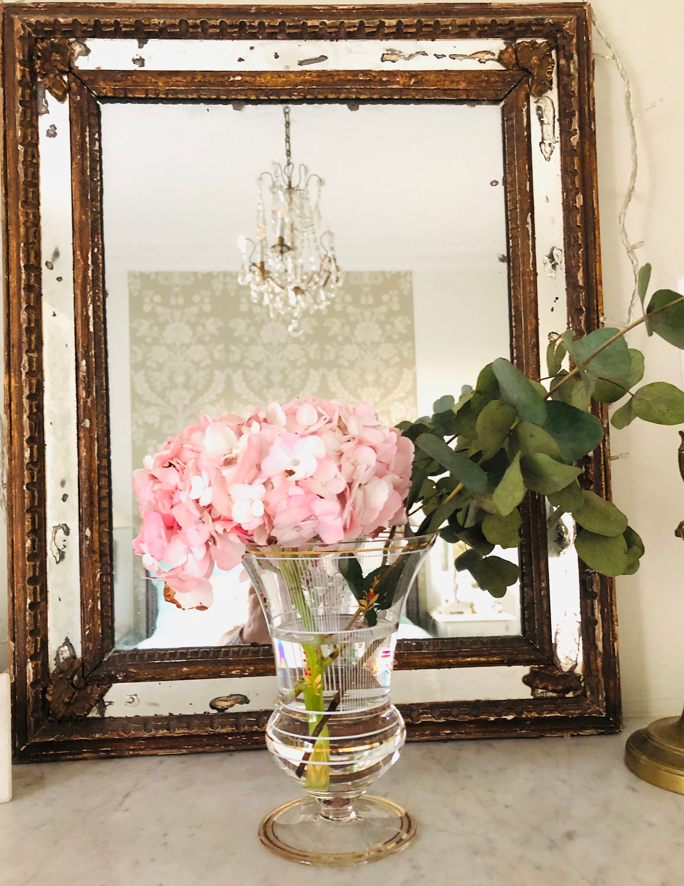 Ancien Superbe Vase Medicis en Cristal Gravé