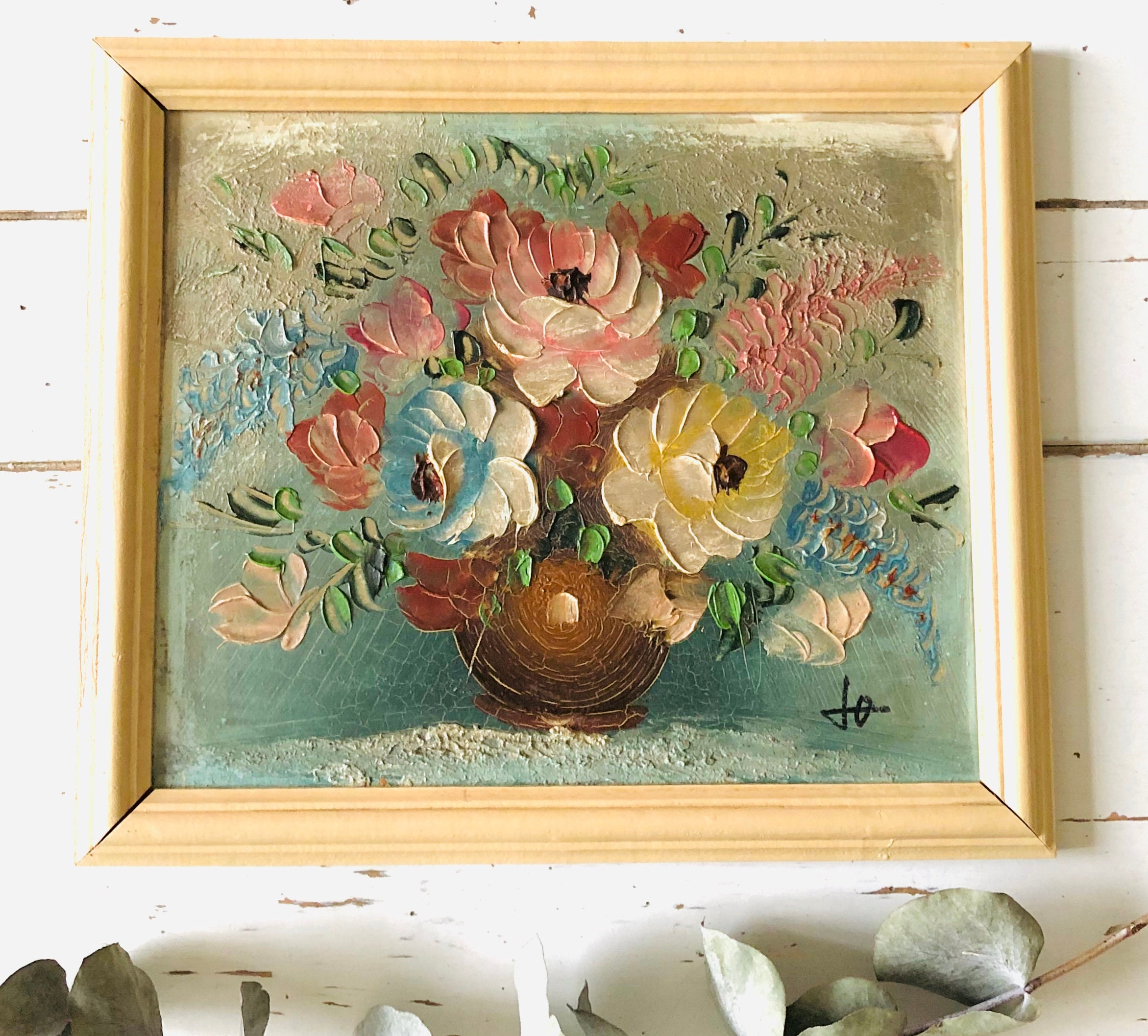 Adorable Ancienne Huile sur Toile Française Peinte à La Main