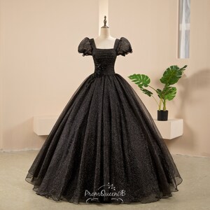 Short black puffy dress hot sale