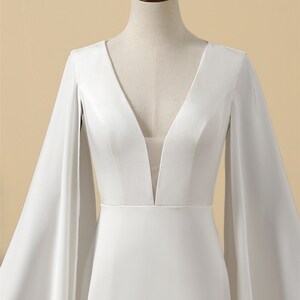 Elegant Fit and Flare Prom Dress Deep V-neck Wedding Dress Ivory ...