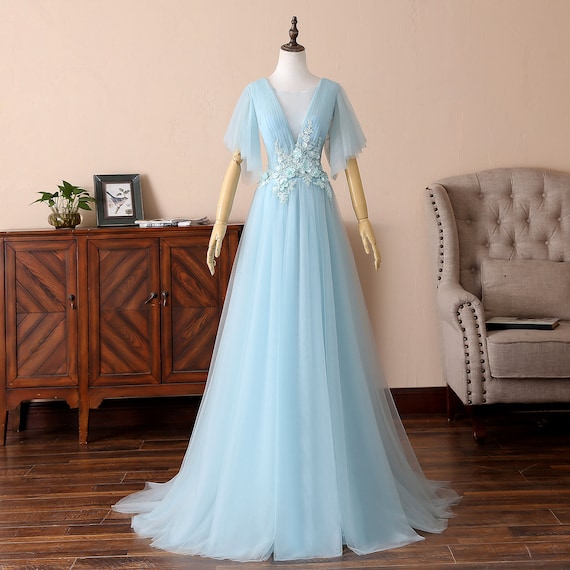 pale blue prom dresses