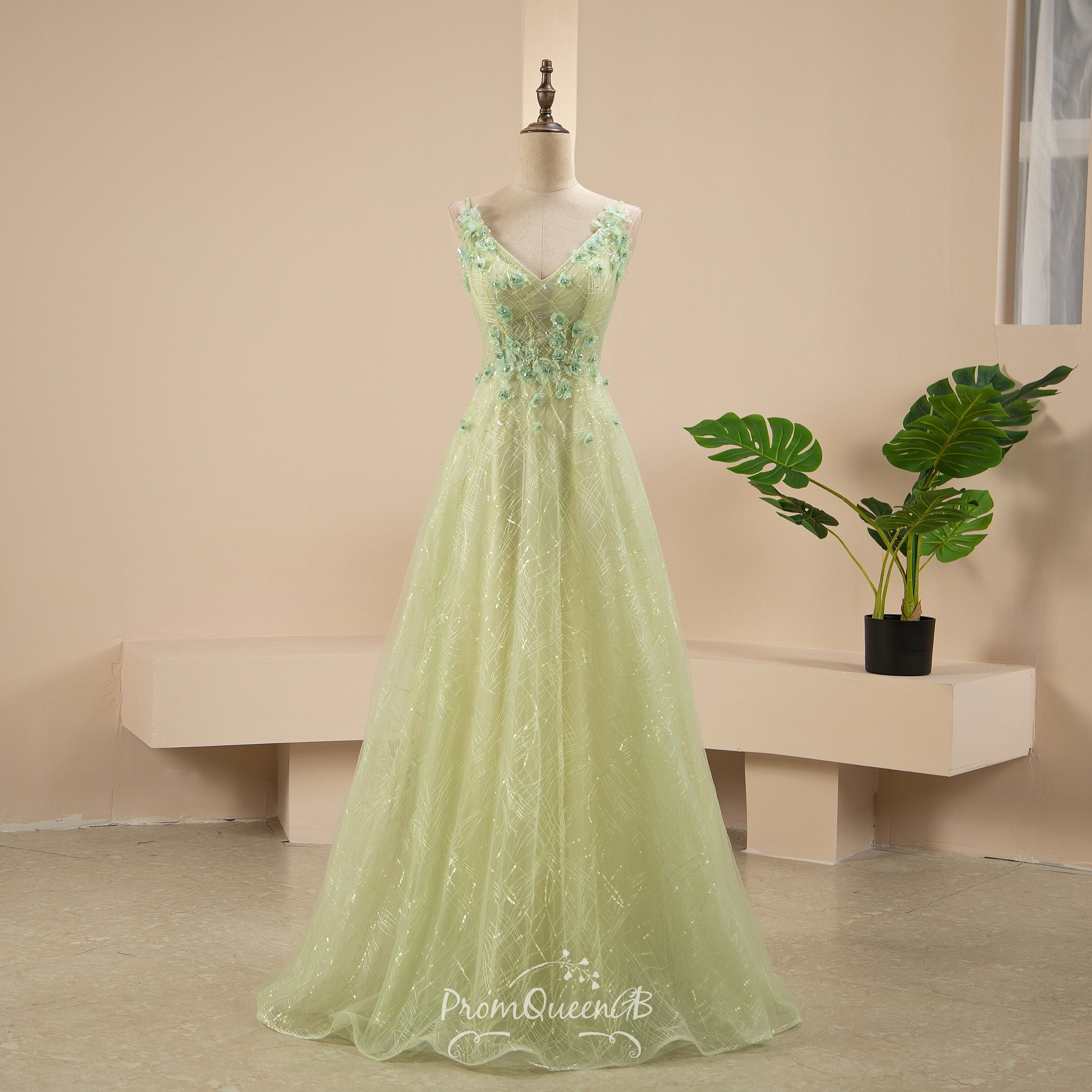 Sacramento Green Prom Dress Bridesmaids Dress Elegant 