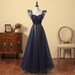 Dark Blue Prom Dress Flying Sleeves Bridal Dress Sweetheart Neckline Party Gown Sparkly Graduation Dress Custom A-Line Prom Dresses 