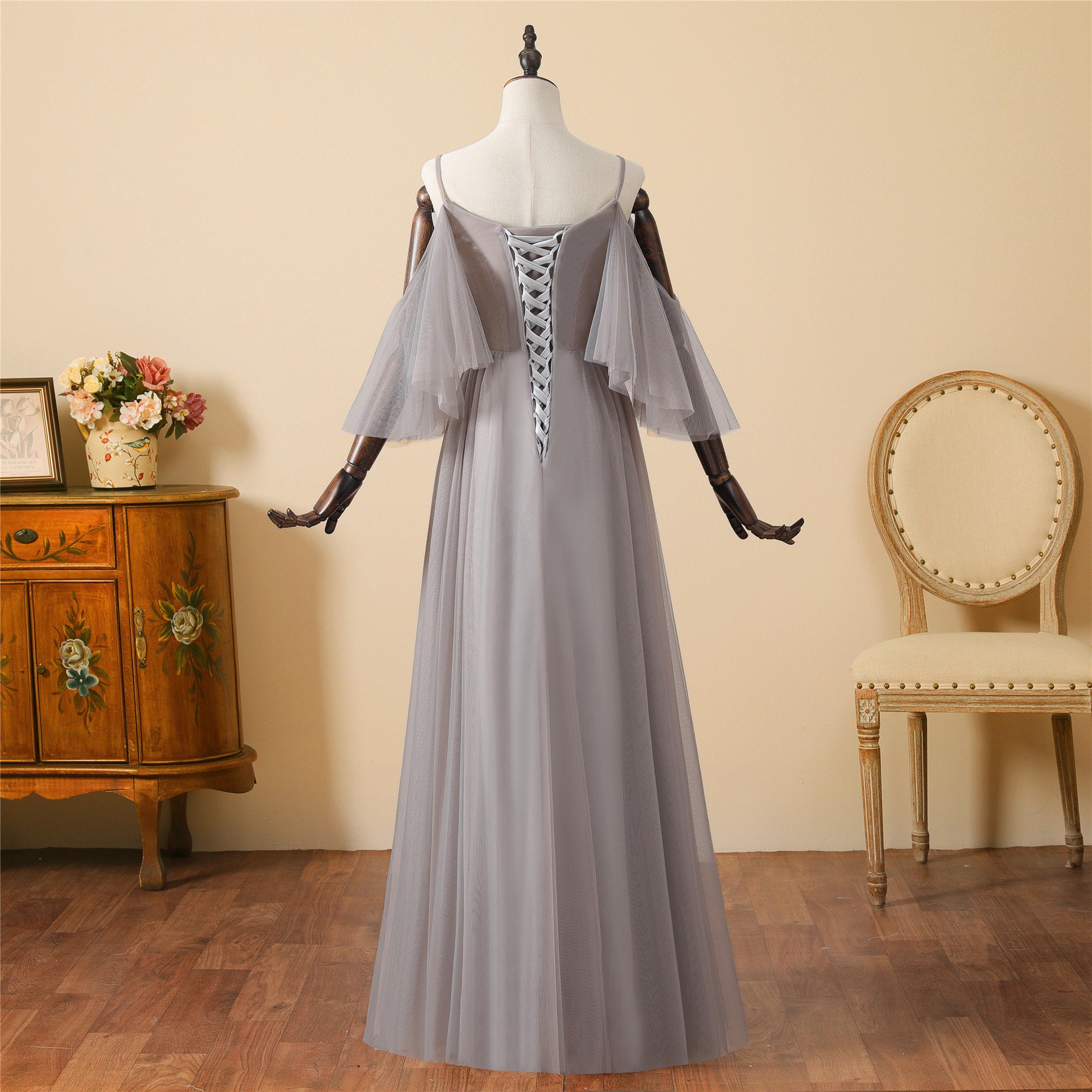 Grau Perlen Kleid Spaghetti Träger Quinceanera Kleid Illusion - Etsy  Österreich