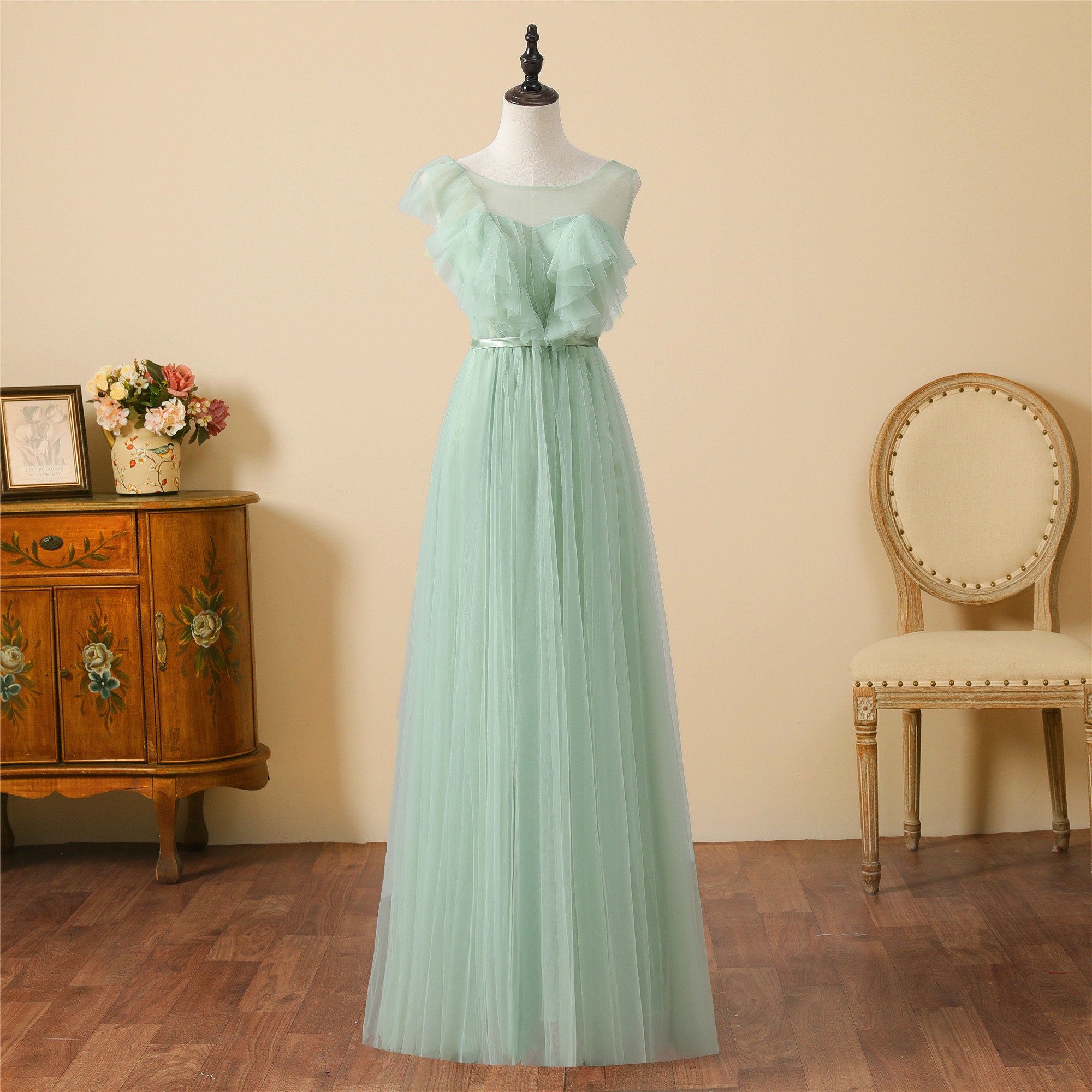 Long Mint Dress - Etsy UK