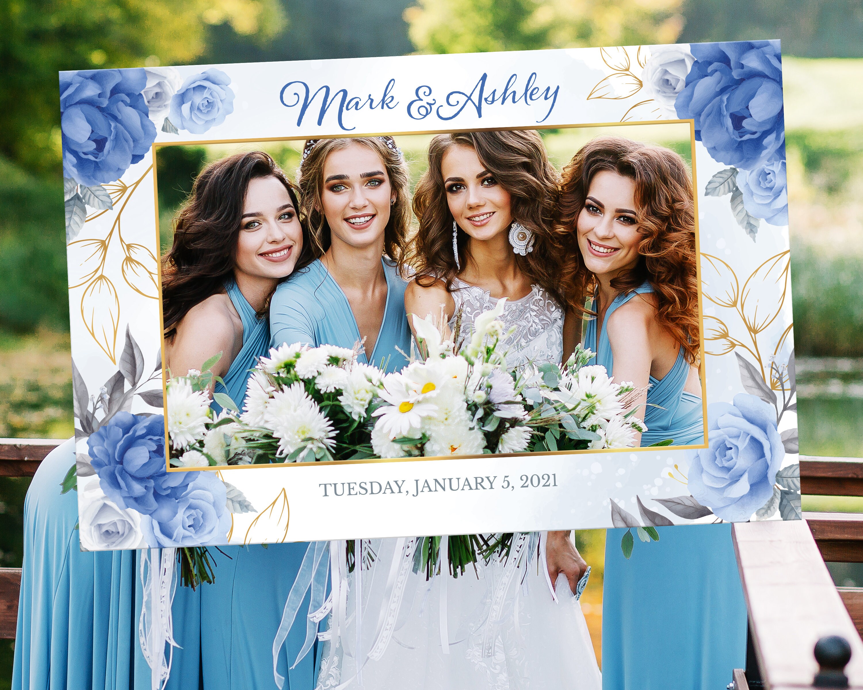 Sky Blue Wedding Photo Prop Frame Template Horizontal Etsy