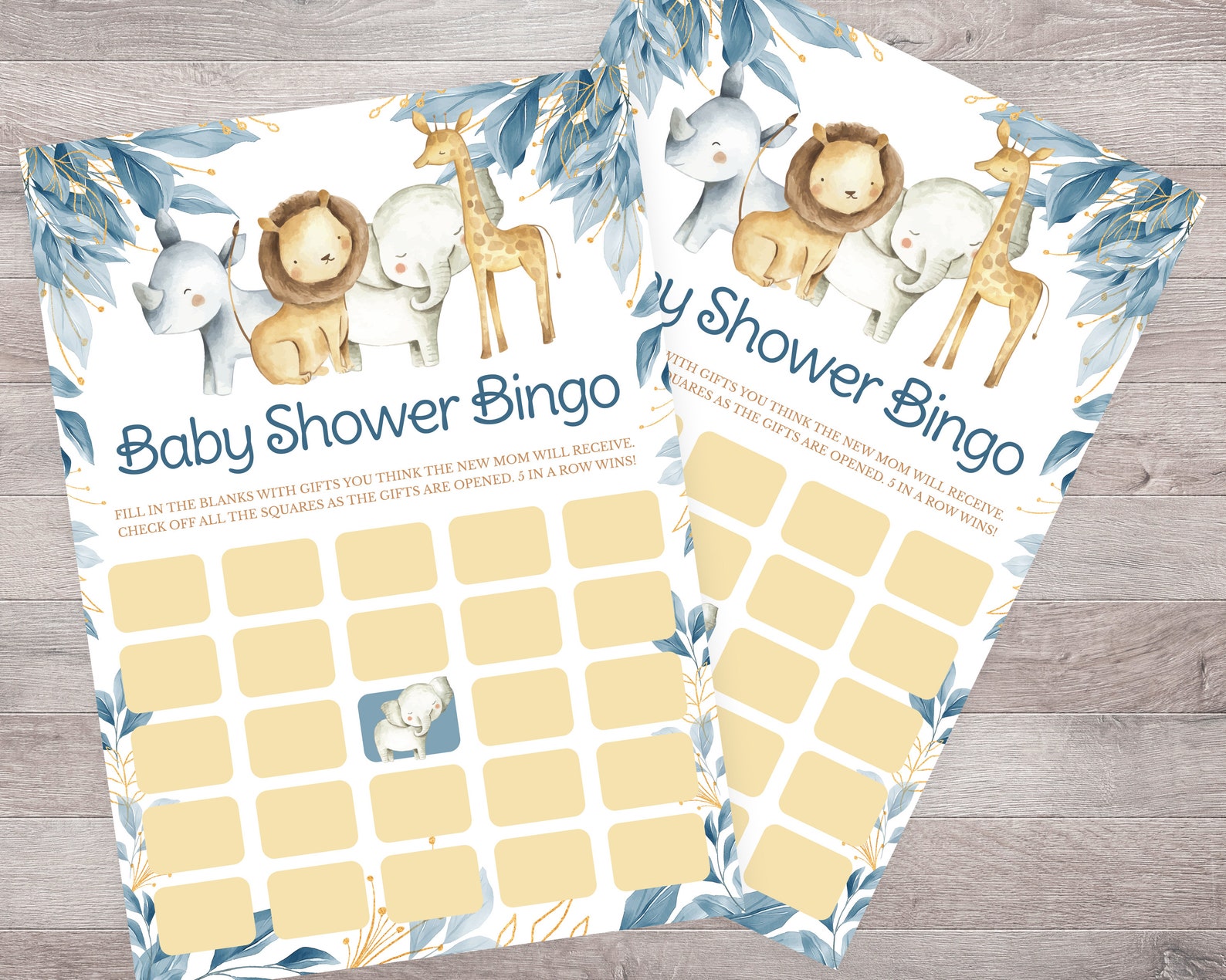 Aegean Safari Baby Shower Bingo Game Safari Theme Bingo Game Etsy