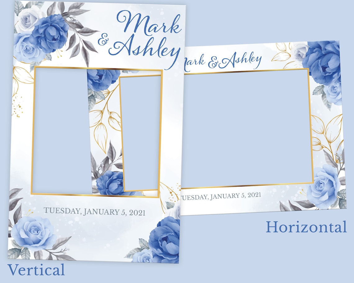 Sky Blue Wedding Photo Prop Frame Template Horizontal Etsy