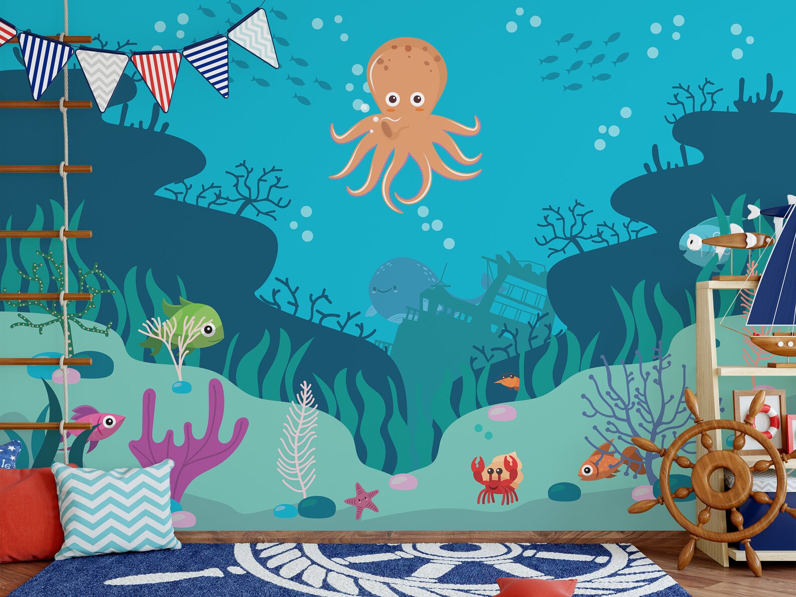 Removable Wall Decals Under the Sea Theme Cartoon Fish Etsy