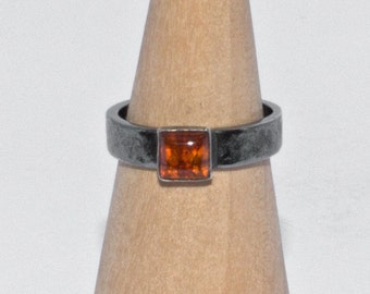 sterling silver and Amber cast ring