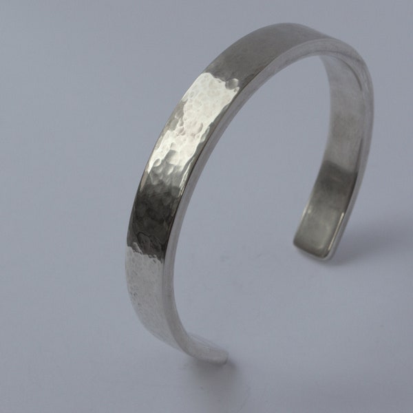 Textured sterling silver open cuff bangle