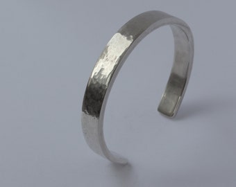Textured sterling silver open cuff bangle