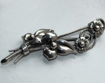 Vintage silver floral brooch, Swedish brooch by Gustav Dahlgren